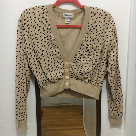Vintage Sweaters - 🌻3/$12 80s Vintage Speckled Crop V-Neck Cardigan